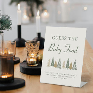 Raad de Baby Food Winter Baby shower Game Reclamebord Met Voetstuk