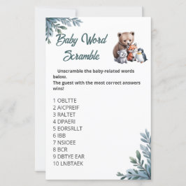 Raad de Baby woorden - Snowy Baby shower Game Kaar