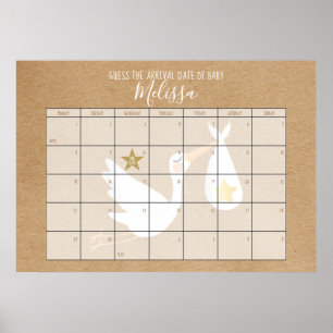 Raad de Bevalling Kalendar Kraft Baby Shower Spel Poster