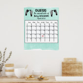 Raad de Bevallingdatum Kalender Baby Voetafdrukken Poster (Keuken)