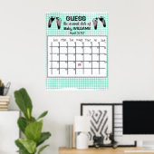 Raad de Bevallingdatum Kalender Baby Voetafdrukken Poster (Thuiskantoor)