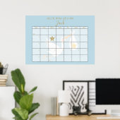 Raad de Bevallingdatum Kalender Blauwe Baby Shower Poster (Thuiskantoor)