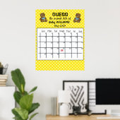 Raad de Bevallingdatumkalender met berenposter Poster (Thuiskantoor)