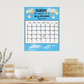 Raad de bevallingsdatum kalender baby ballon poste poster (Keuken)