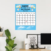 Raad de bevallingsdatum kalender baby ballon poste poster (Thuiskantoor)