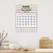 Raad de bevallingsdatum kalender baby meisje poste poster (Keuken)