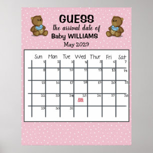 Raad de bevallingsdatumkalender met berenposter poster