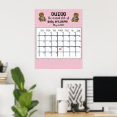 Raad de bevallingsdatumkalender met berenposter poster (Thuiskantoor)