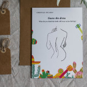 Raad de bruid jurk vrijgezellenfeest spel Kaart