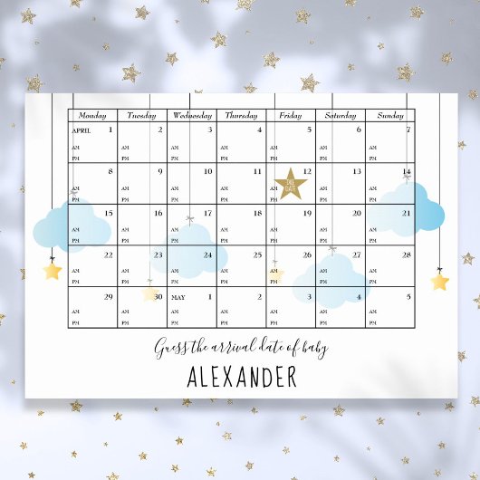 Raad de datum en tijd van de bevalling Sterren Bab Poster