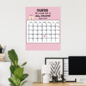Raad de datum kalender baby meisje poster (Thuiskantoor)