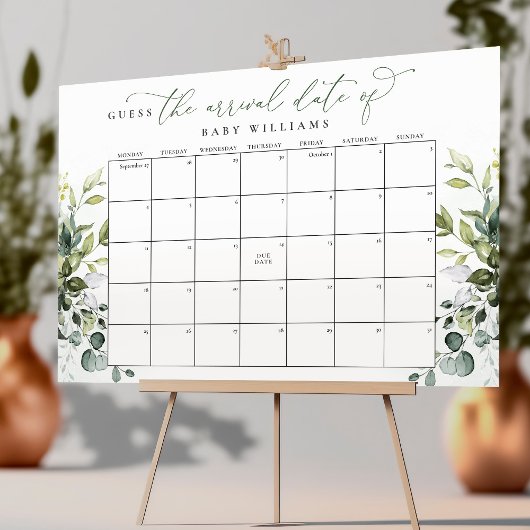 Raad de datum kalender Eucalyptus grijsgroen Poster