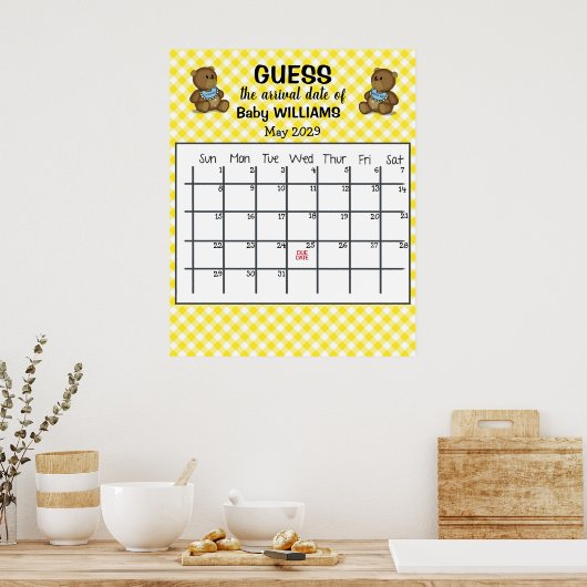 Raad de datum kalender met beren poster (Keuken)
