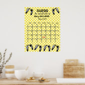 Raad de datum kalender met voetafdrukken poster (Keuken)