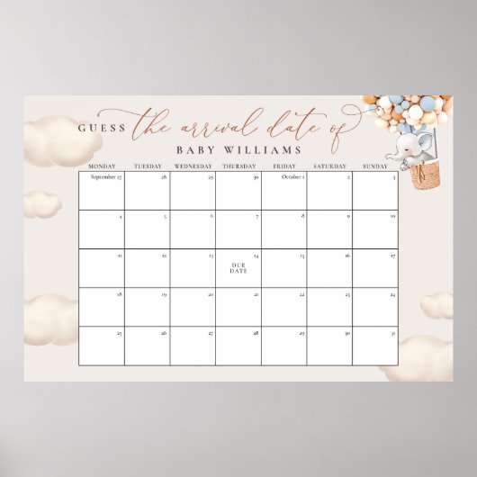 Raad de datum kalender olifant poster (Voorkant)