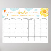 Raad de datum van de babyverjaardag Little Ray Sun Poster (Voorkant)