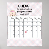 Raad de datum van de bevalling Kalender Baby Meisj Poster (Voorkant)