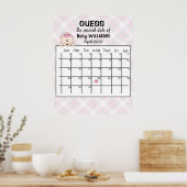Raad de datum van de bevalling Kalender Baby Meisj Poster (Keuken)