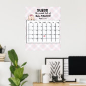 Raad de datum van de bevalling Kalender Baby Meisj Poster (Thuiskantoor)