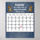 Raad de datum van de bevalling Kalender Baby Meisj Poster (Voorkant)
