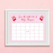 Raad de geboortedatum Cherry Baby shower Kalender Poster
