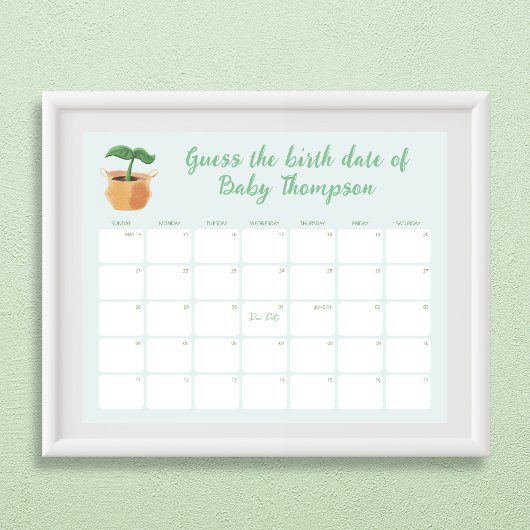 Raad de geboortedatum kalender Little Sprout Poster