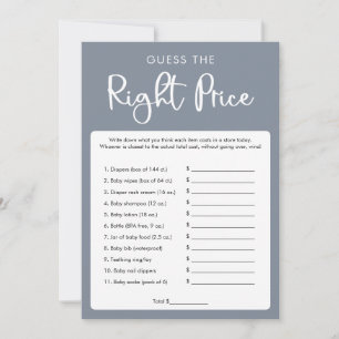 Raad de juiste prijs baby shower spel kaart