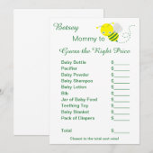Raad de Juiste Prijs Baby Shower Spelkaarten Kaart (Voorkant / Achterkant)