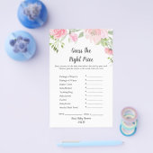 Raad de juiste prijs spel met Roze Pioenrozen Flyer (Enkel)