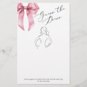 Raad de jurk Pink Bow Script Bridal Game (Voorkant)