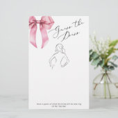 Raad de jurk Pink Bow Script Bridal Game (Staand voorkant)
