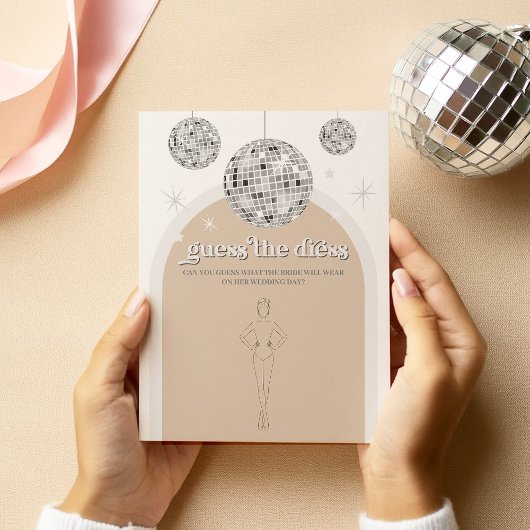 Raad de jurk Silver Disco Bridal Game Kaart