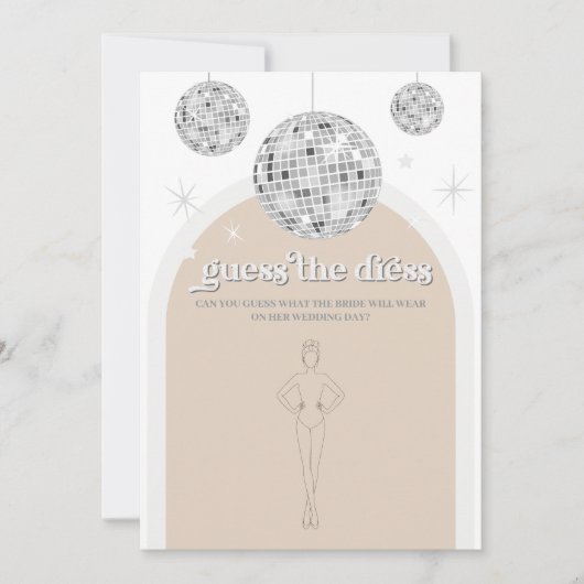 Raad de jurk Silver Disco Bridal Game Kaart (Voorkant)