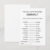 Raad de naam Baby Animal baby shower Game Kaart (Voorkant / Achterkant)