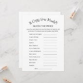 Raad de prijs minimalistische eenvoudige Baby show Kaart (Voorkant / Achterkant in situ)