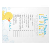 Raad de prijs Rubber Duck Baby shower Game Pack Notitieblok (Voorkant)