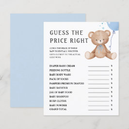 Raad de prijs | Teddy Bear Boy Baby shower Spel