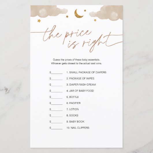 Raad de prijs Twinkle Star Baby shower Game (Voorkant)