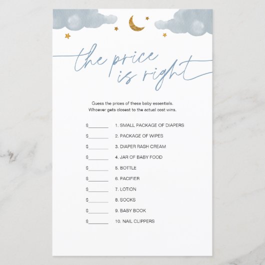 Raad de prijs Twinkle Star Baby shower Game (Voorkant)