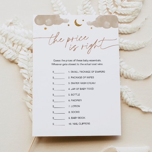 Raad de prijs Twinkle Star Baby shower Game Kaart