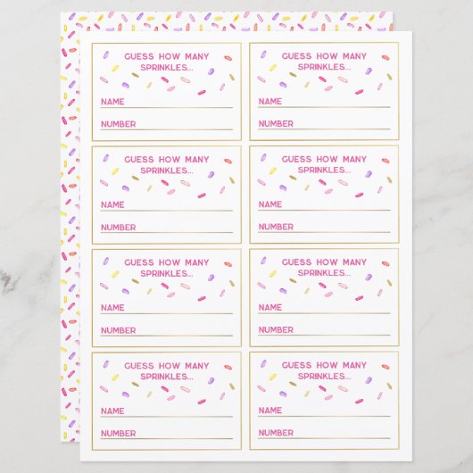 Raad de Sprinkles Game Party Kaarten Set (Voorkant / Achterkant)