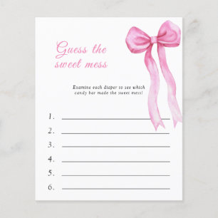 Raad de Sweet Mess Baby shower Game - Roze strik