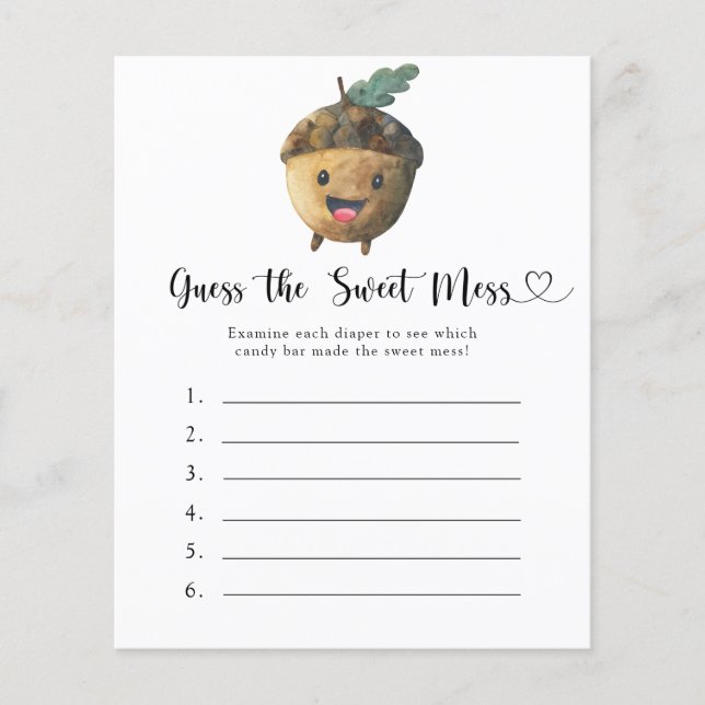 Raad de Sweet Mess spel - Schattige eikel (Voorkant)