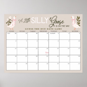Raad de uitgerekende datum Gekke Little Goose Pink Poster