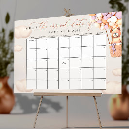 Raad de uitgerekende datum kalender lavendel beren poster