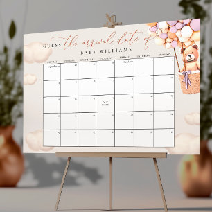Raad de uitgerekende datum kalender lavendel beren poster