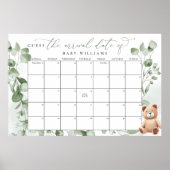 Raad de uitgerekende datum kalenderbeer poster (Voorkant)