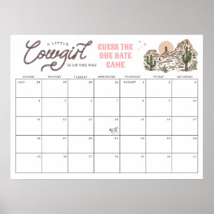 Raad de uitgerekende datum Little Cowgirl Baby sho Poster
