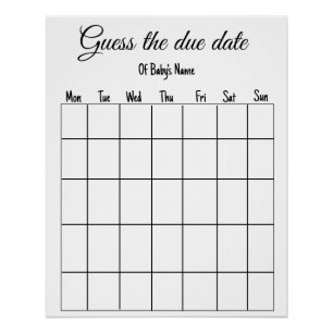 Raad de vervaldatum baby shower spel perfect poster
