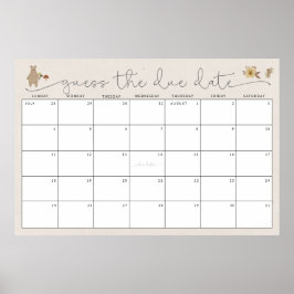 Raad de vervaldatum Boho Woodland Baby shower Poster